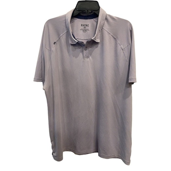 Rhône Lavender Golf Polo Men’s 2XL Navy Trim Purple Preppy Sports EEUC Summer - Picture 1 of 5